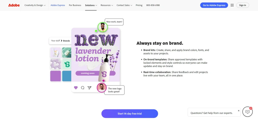 Adobe Express- One of the alternatives to Canva best for branding and collaboration