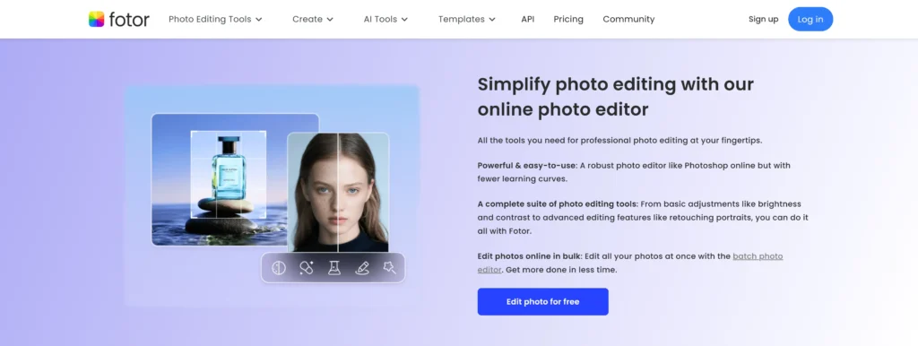 Fotor - One of the best alternatives to Canva for quick photo enhancement